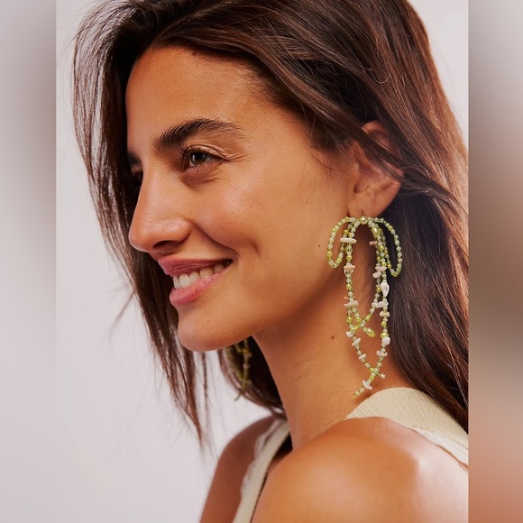 Free People Jewelry - NEW Free People Say You Love Me Bow Dangle Earrings ~ Sage Green